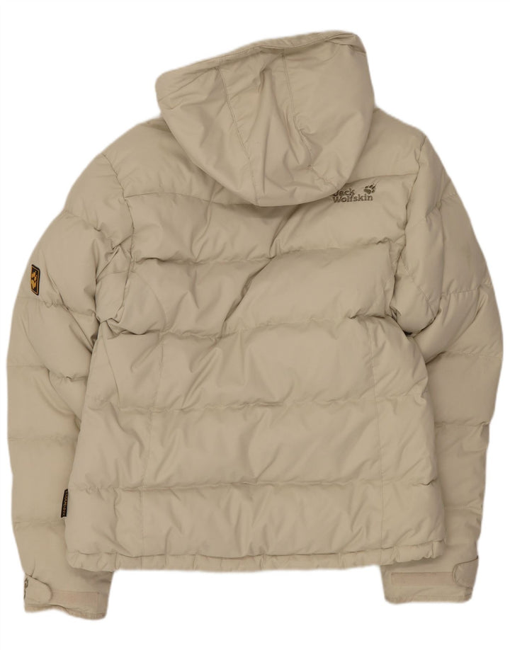 Jack Wolfskin Womens Hooded Padded Jacket UK 10 Small Beige Polyamide