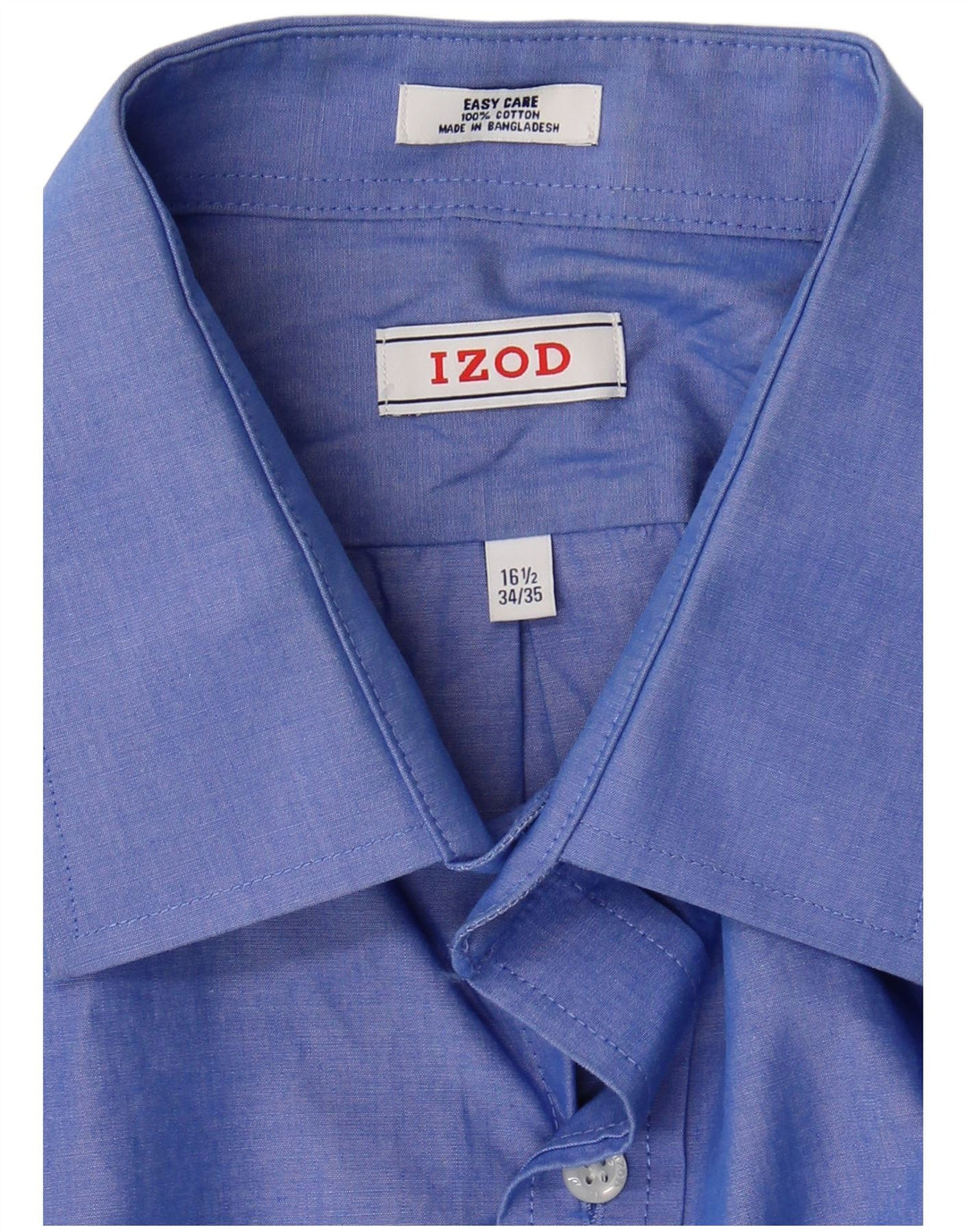 Izod Mens Easy Care Shirt Size 16 1/2 Large Blue Cotton