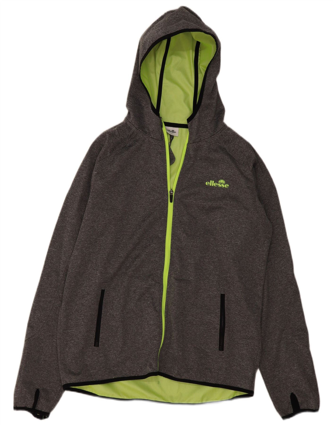 Ellesse Mens Hooded Tracksuit Top Jacket Large Grey Polyester