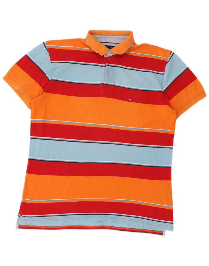 Tommy Hilfiger Mens Polo Shirt Large Multicoloured Striped Cotton