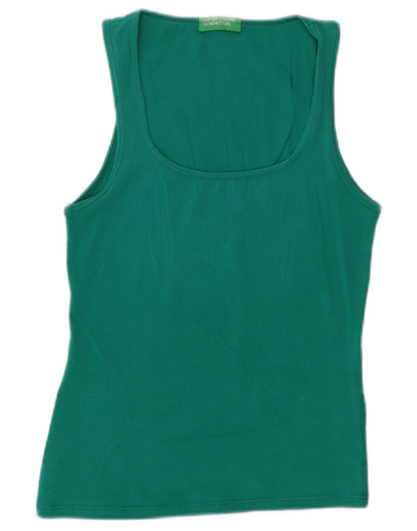 Benetton Womens Vest Top UK 6 XS Green Cotton