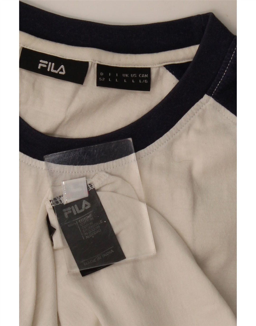 FILA Mens Graphic T-Shirt Top Large White Colourblock Cotton
