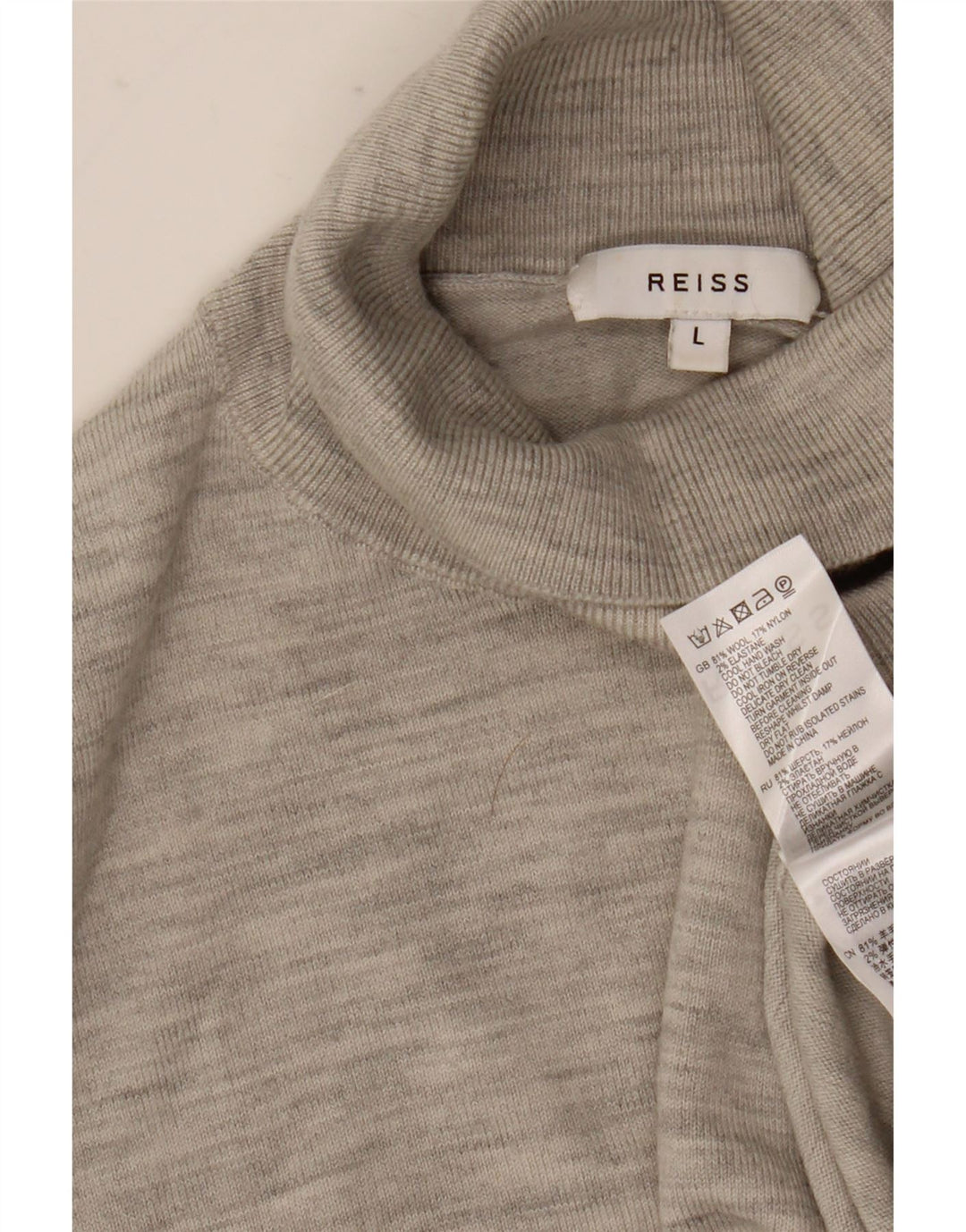 Reiss Mens Roll Neck Jumper Sweater Large Grey Flecked Wool