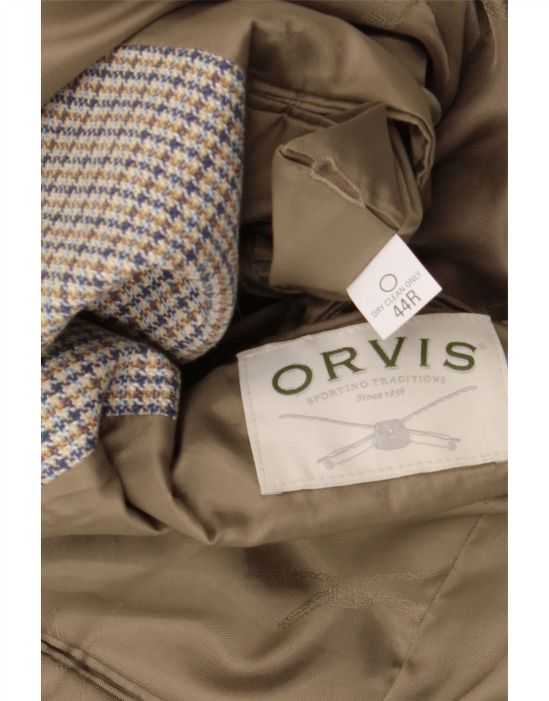 Orvis Mens 2 Button Blazer Jacket UK 44 2XL Beige Houndstooth