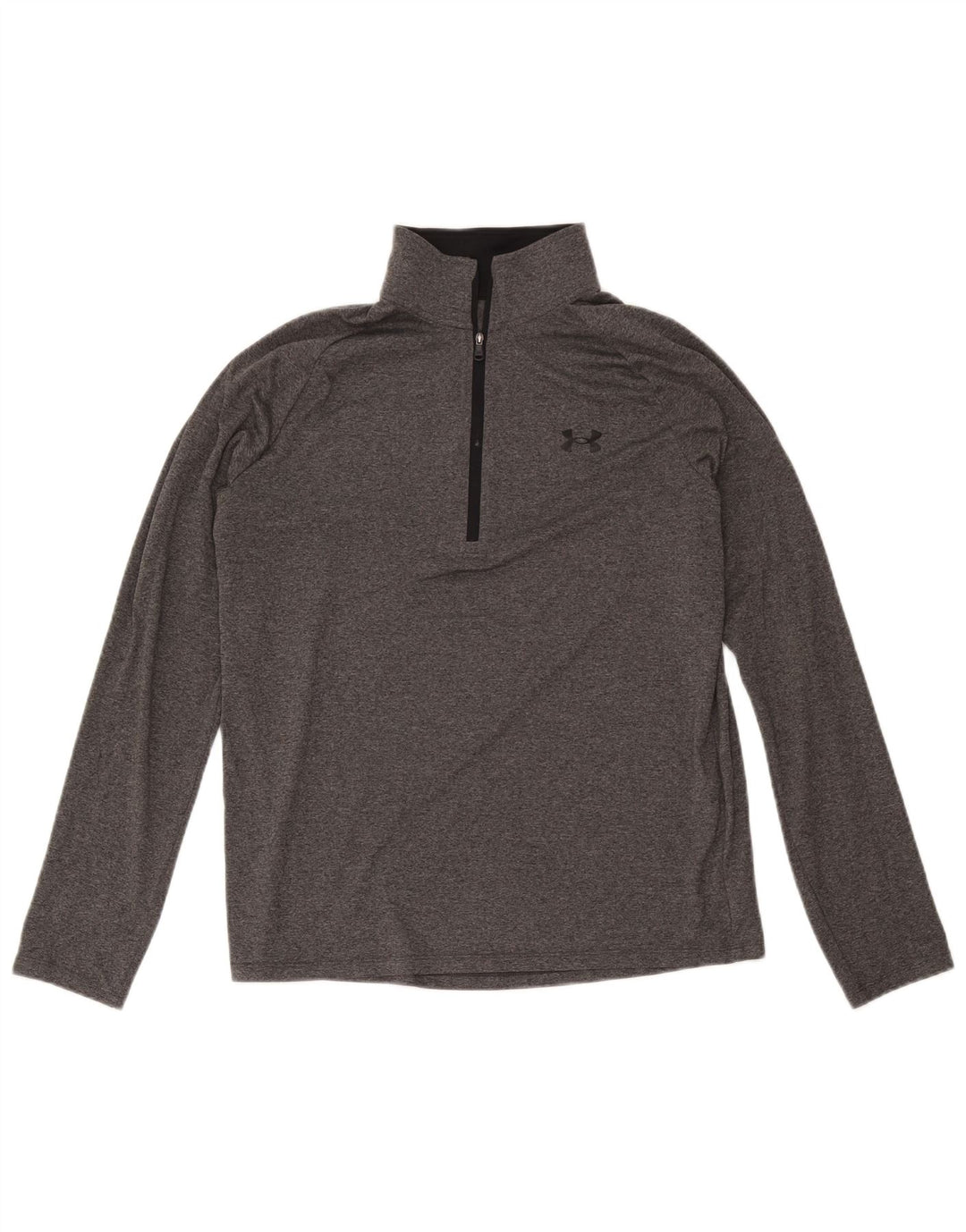 Under Armour Mens Zip Neck Top Long Sleeve Medium Grey Polyester