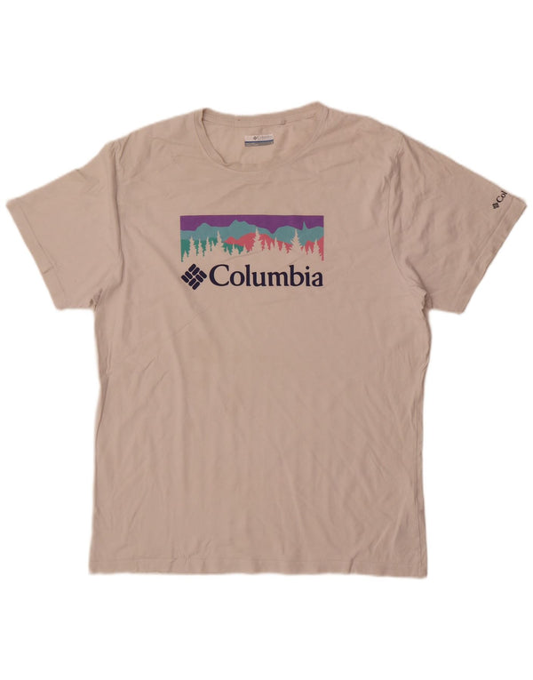 Columbia Mens Graphic T-Shirt Top Large White Cotton