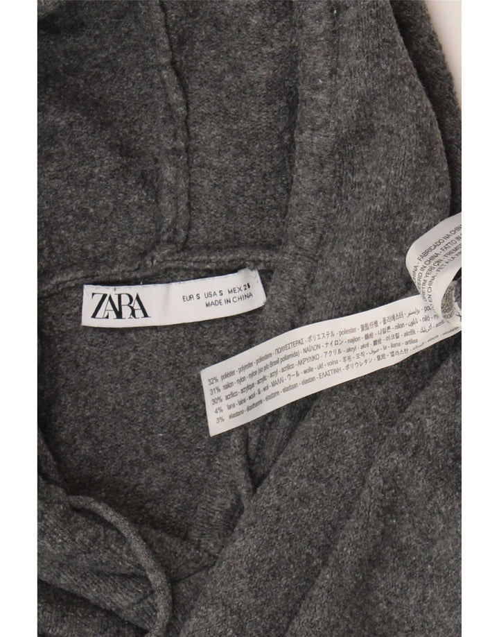 Zara Womens Oversized Hooded Jumper Sweater UK 10 Small Grey Polyester