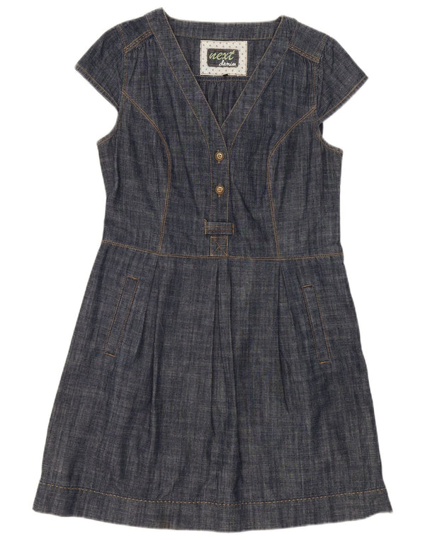Next Womens A-Line Dress UK 14 Medium Navy Blue Cotton
