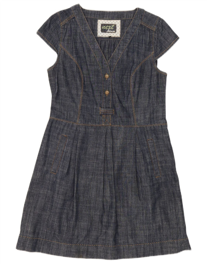 Next Womens A-Line Dress UK 14 Medium Navy Blue Cotton