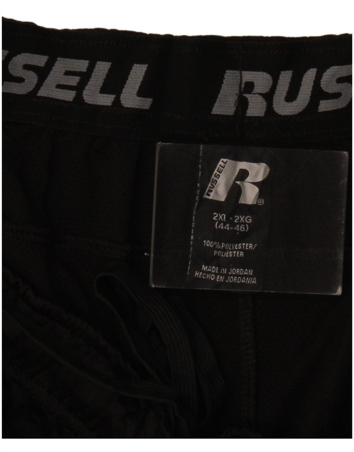 RUSSELL ATHLETIC Mens Sport Shorts 2XL  Black Colourblock Polyester