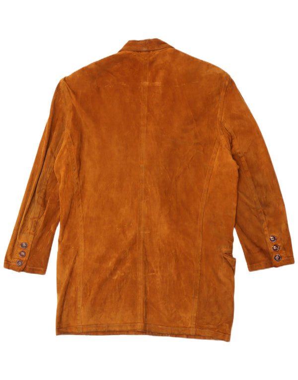 Vintage Womens Double Breasted Suede Blazer Jacket UK 18 XL Beige