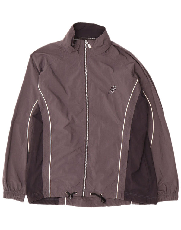 Asics Mens Tracksuit Top Jacket Large Grey Colourblock Nylon