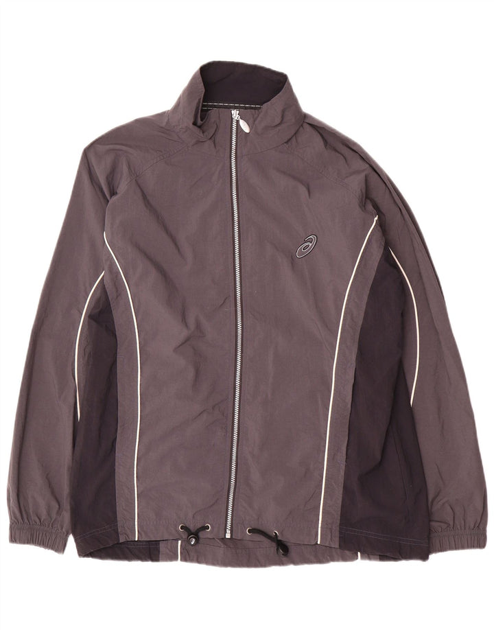 Asics Mens Tracksuit Top Jacket Large Grey Colourblock Nylon