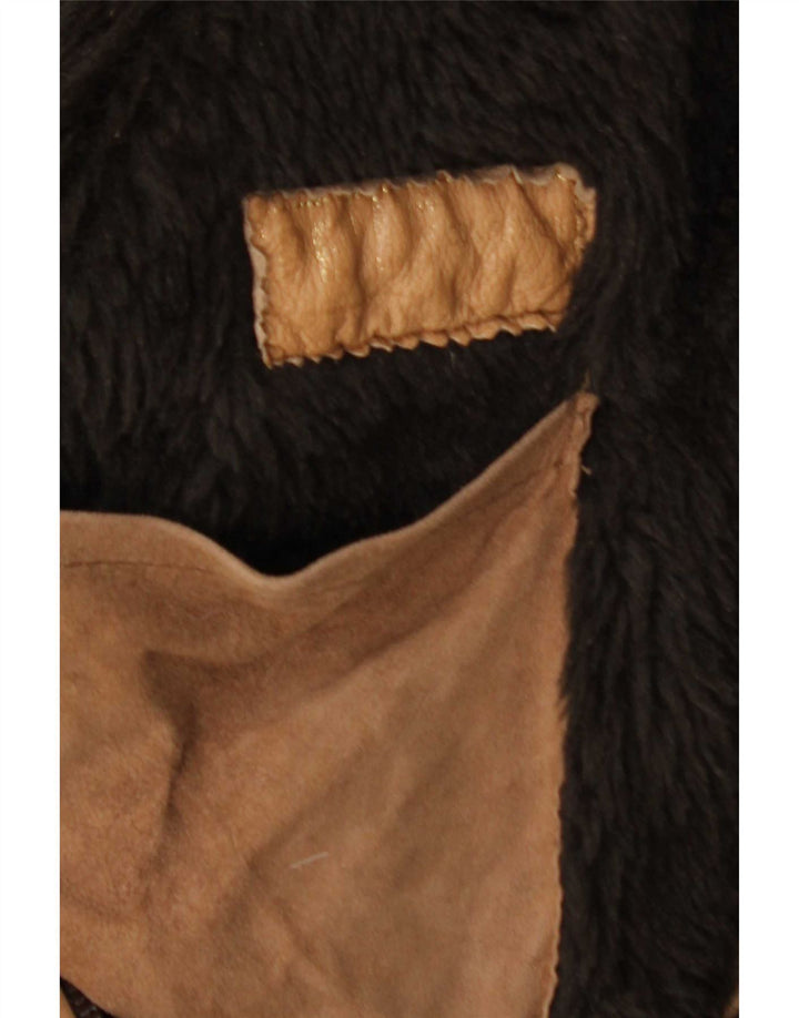 Vintage Mens Shearling Jacket UK 38 Medium Brown Leather