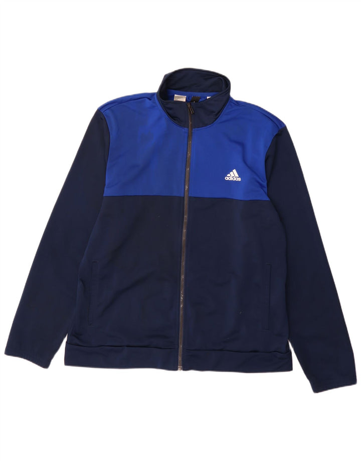 Adidas Mens Tracksuit Top Jacket Large Navy Blue Colourblock