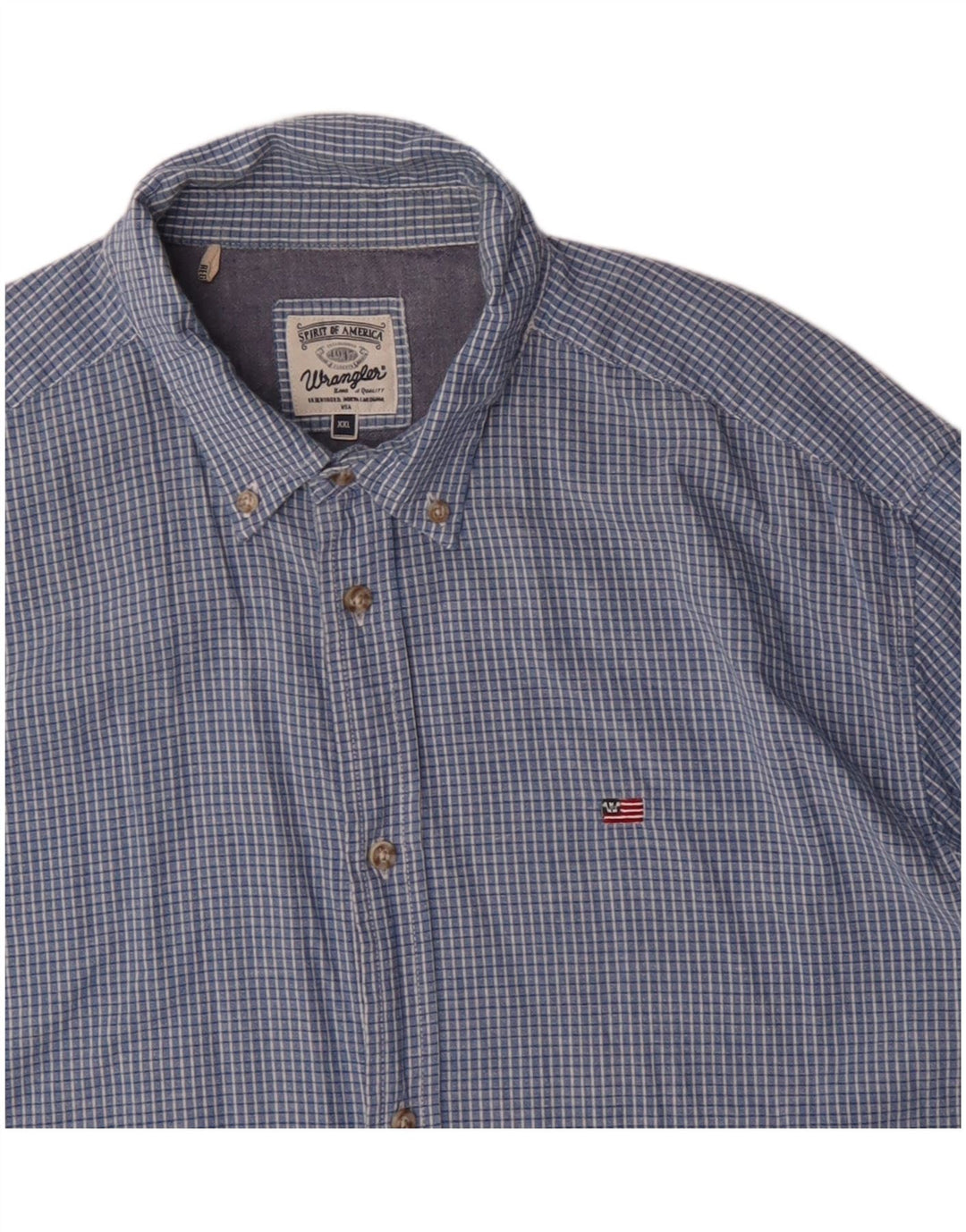 Wrangler Mens Shirt 2XL Blue Check Cotton
