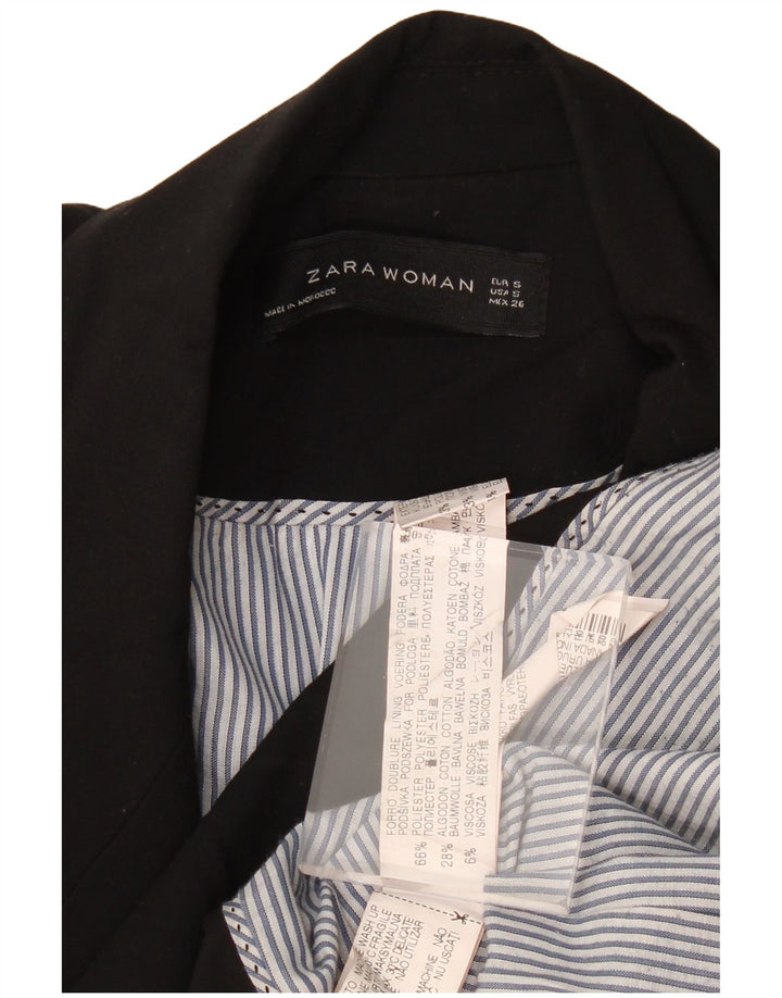 ZARA Womens 1 Button Blazer Jacket UK 10 Small Black Polyester