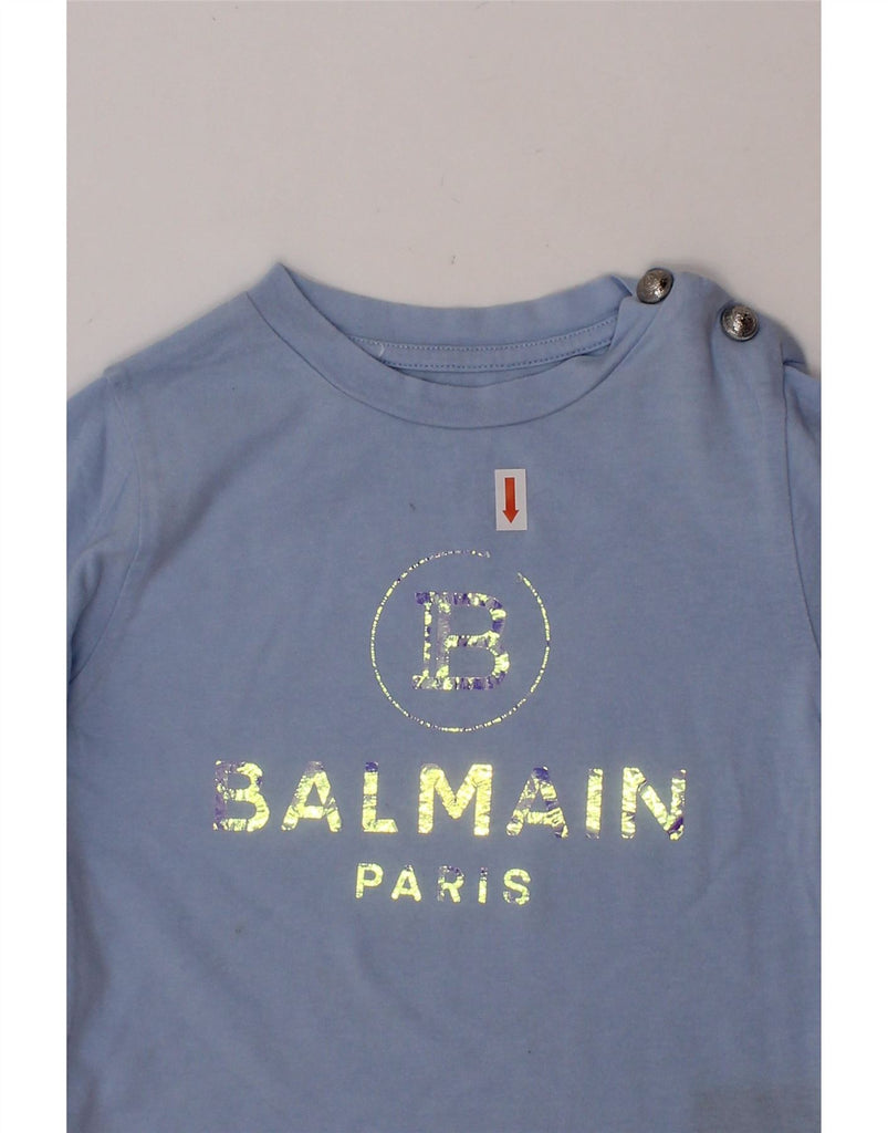 BALMAIN Baby Girls Graphic Top Long Sleeve 18-24 Months Blue Cotton Vintage Balmain and Second-Hand Balmain from Messina Hembry 