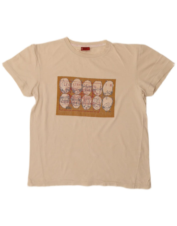 Levi's Womens Graphic T-Shirt Top UK 14 Medium Beige