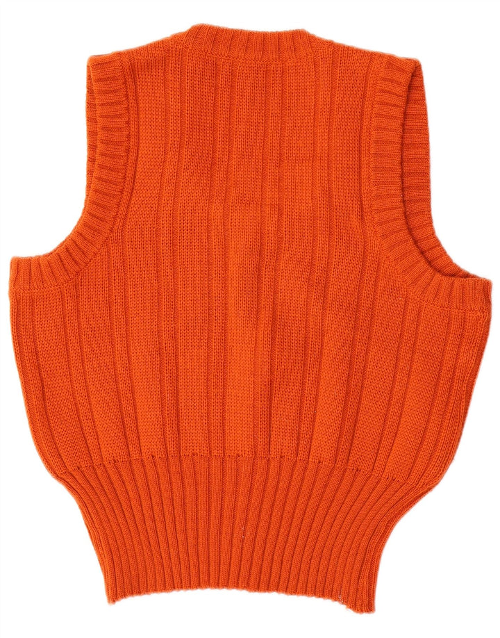 VINTAGE Womens Sleeveless Cardigan Sweater UK 16 Large Orange