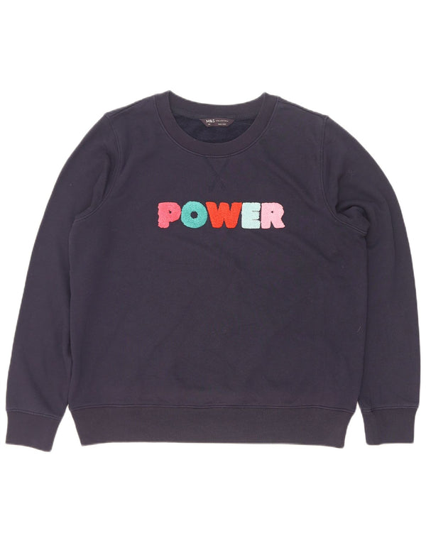 Marks & Spencer Womens Graphic Sweatshirt Jumper UK 14 Large Navy Blue