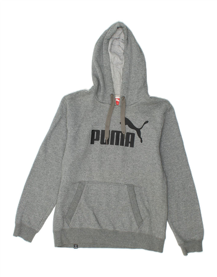 PUMA Mens Graphic Hoodie Jumper Medium Grey Cotton Vintage Puma and Second-Hand Puma from Messina Hembry 