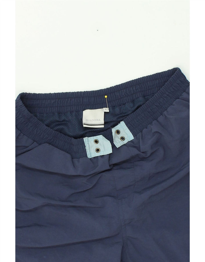 DIADORA Mens Swimming Shorts Large Navy Blue Striped Polyamide