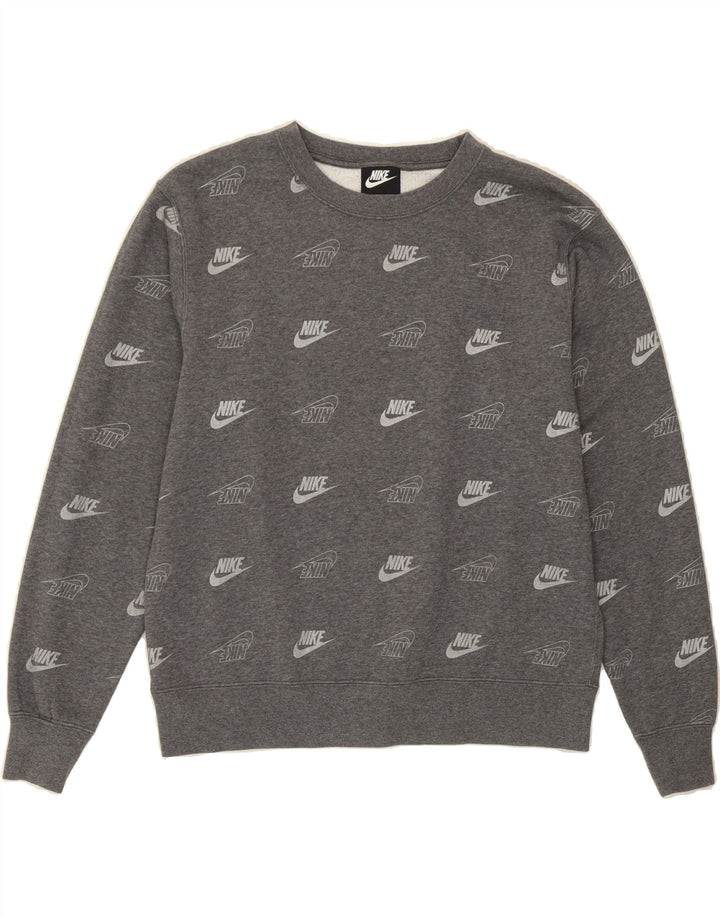 NIKE Womens Oversized Graphic Sweatshirt Jumper UK 10 Small Grey Vintage Nike and Second-Hand Nike from Messina Hembry 