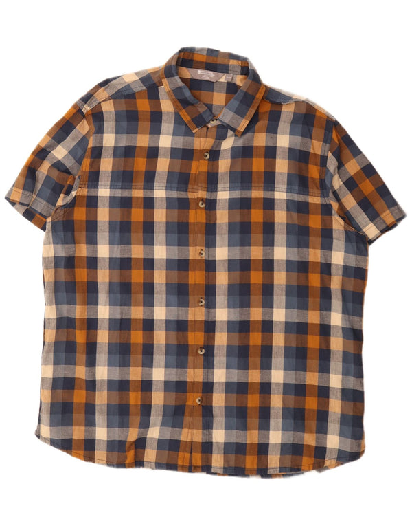 Mountain Warehouse Mens Short Sleeve Shirt 3XL Multicoloured Check Cotton