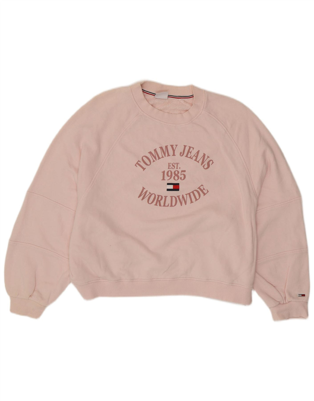 TOMMY HILFIGER Womens Oversized Graphic Sweatshirt Jumper UK 20 2XL Pink