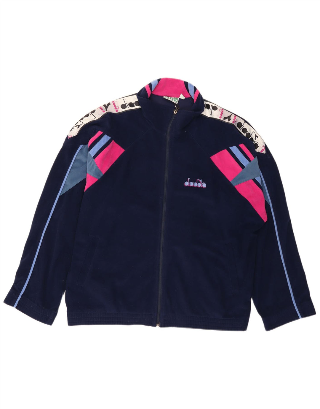 DIADORA Mens Graphic Tracksuit Top Jacket UK 40 Medium Navy Blue