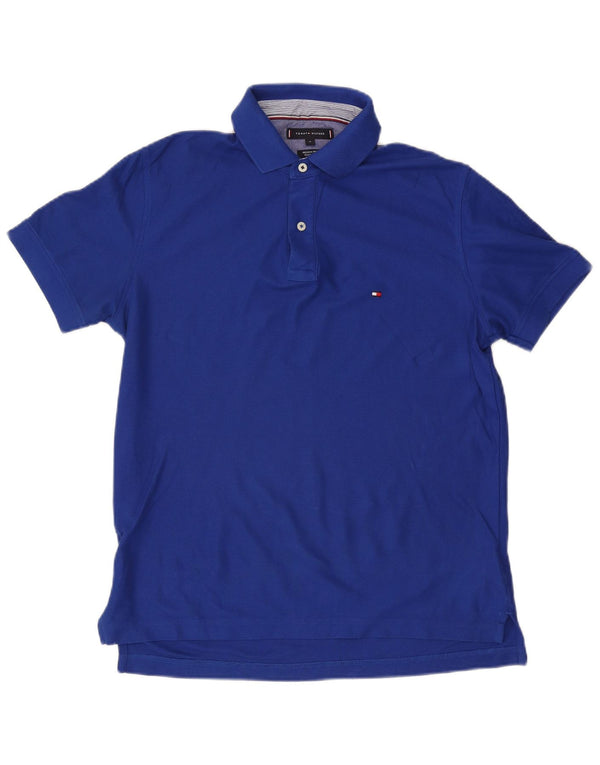TOMMY HILFIGER Mens Regular Fit Polo Shirt Medium Blue Cotton