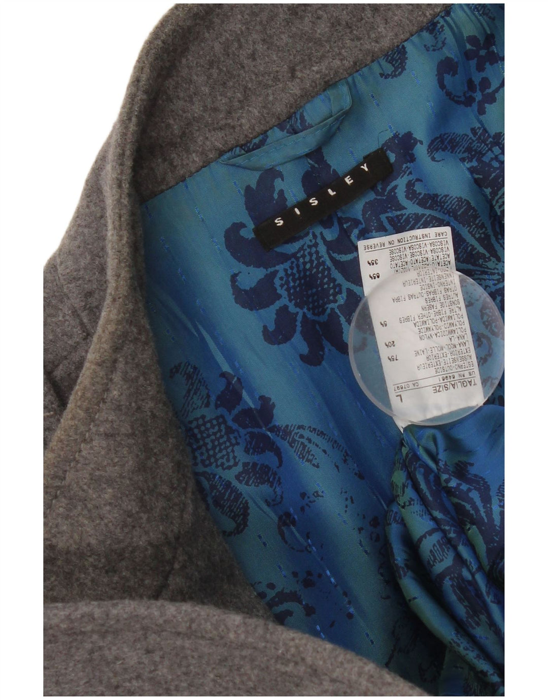 Sisley Womens Military Double Breasted Coat UK 16 Large Grey Wool