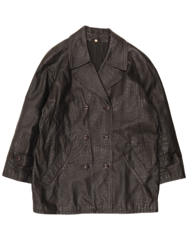 Conbipel Womens Double Breasted Coat IT 40 Small Black Animal Print