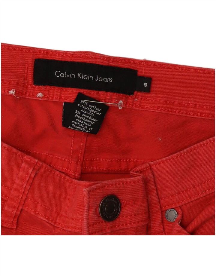 Calvin Klein Womens Straight Casual Trousers US 10 Medium W32 L26 Red