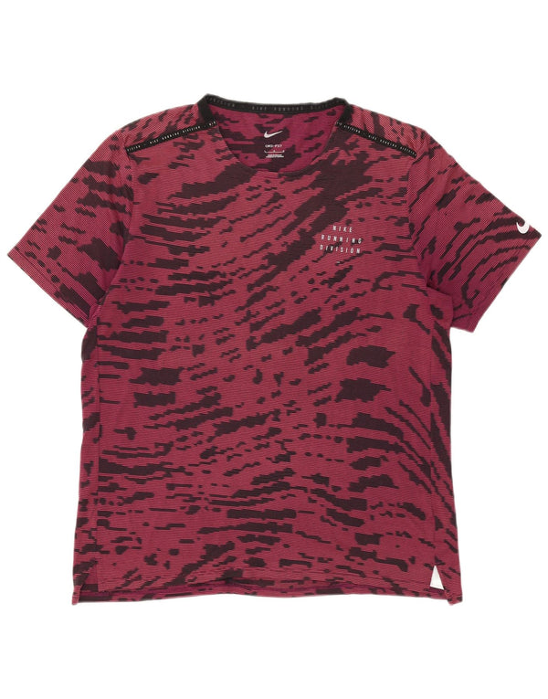 Nike Mens Dri Fit T-Shirt Top Large Burgundy Tie Dye Polyester