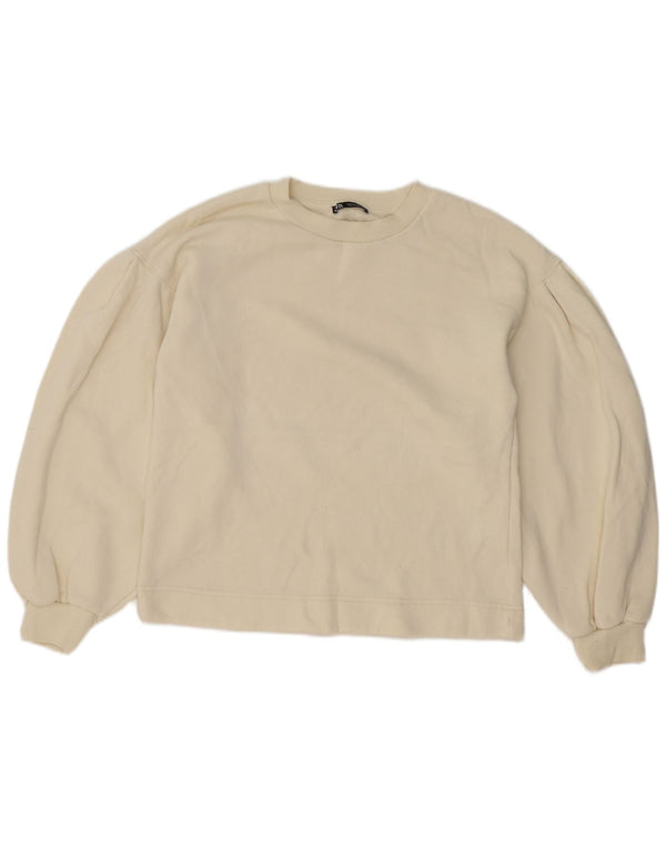 Zara Womens Oversized Sweatshirt Jumper UK 10 Small Off White Cotton