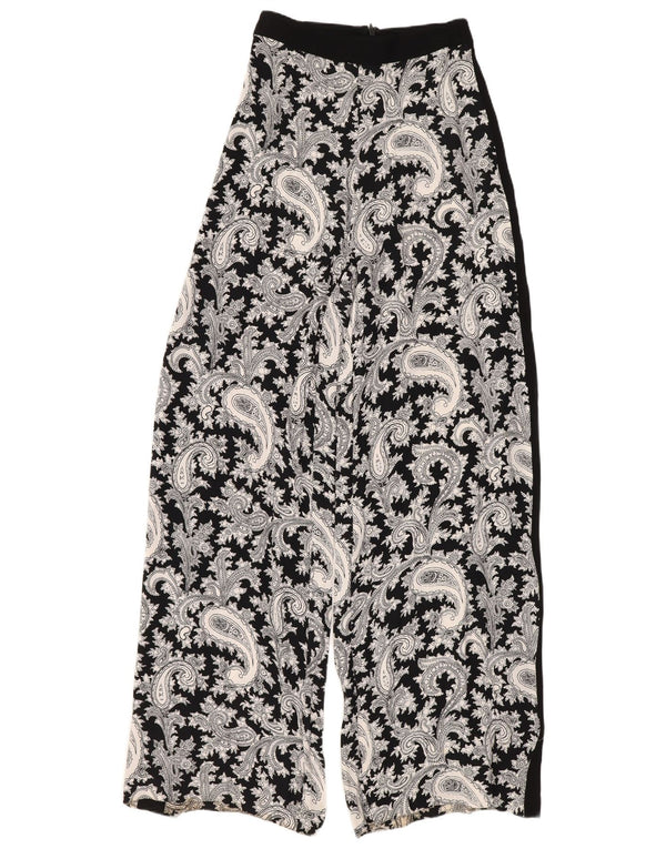 French Connection Womens High Waist Trousers UK 6 XS W24 L30 Black Paisley