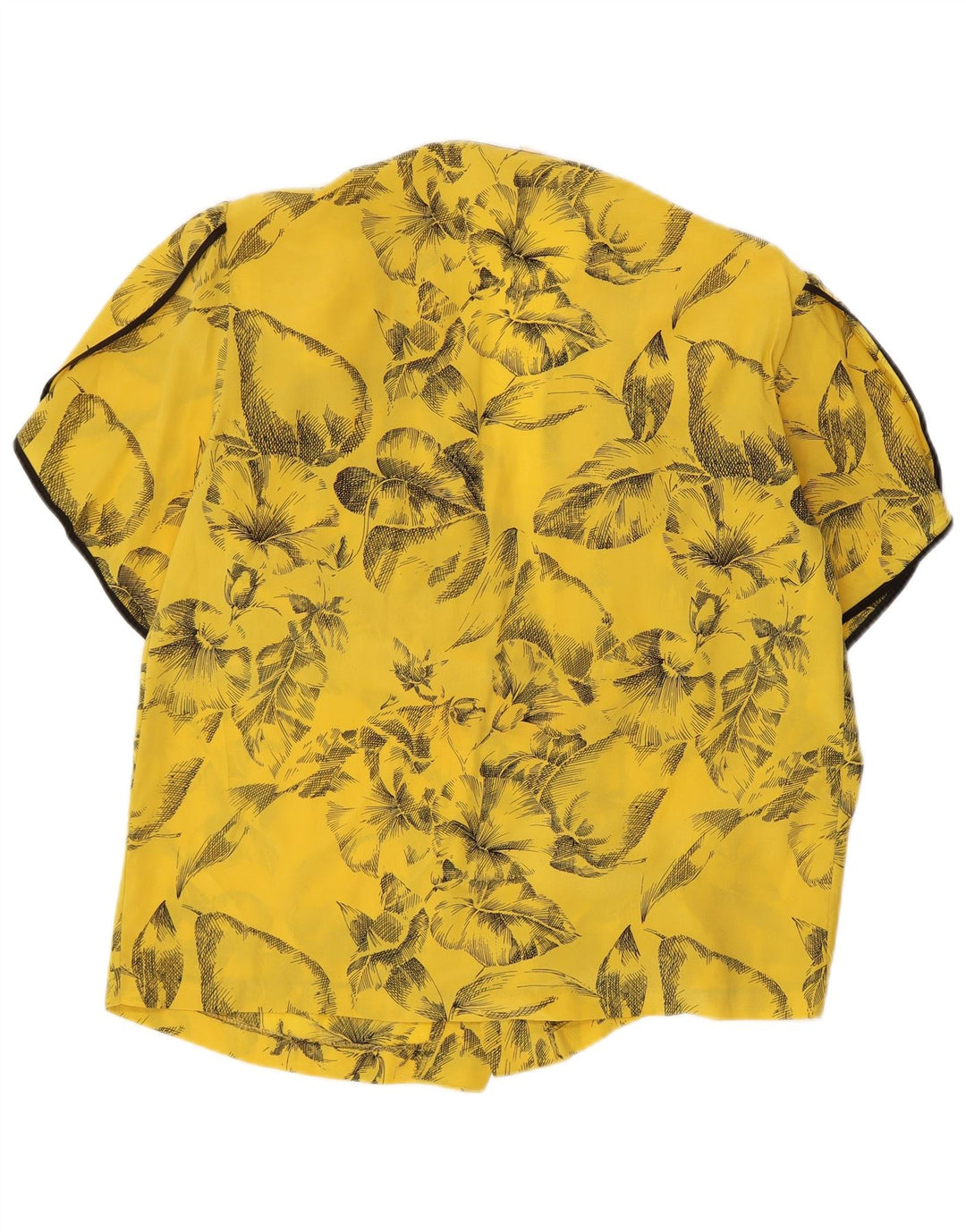 Vintage Womens Short Sleeve Shirt Blouse IT 42 Medium Yellow Floral Silk