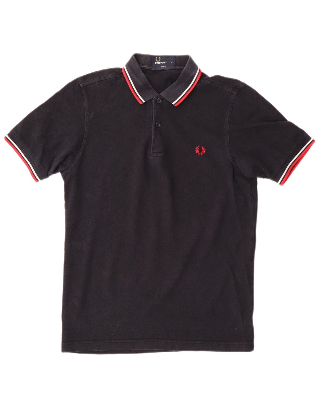 Fred Perry Mens Slim Fit Polo Shirt Small Black Cotton