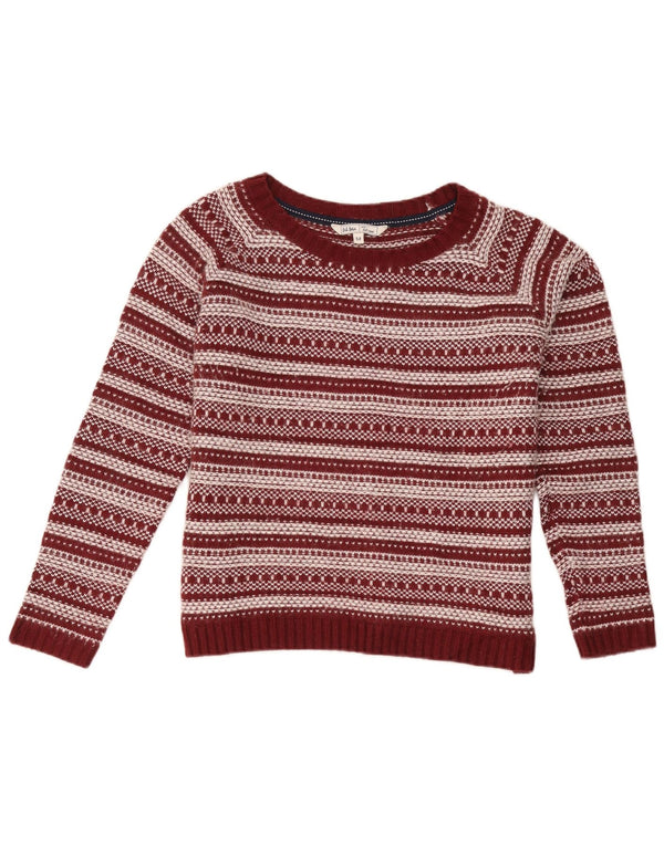 Fat Face Womens Boat Neck Jumper Sweater UK 12 Medium Burgundy Striped