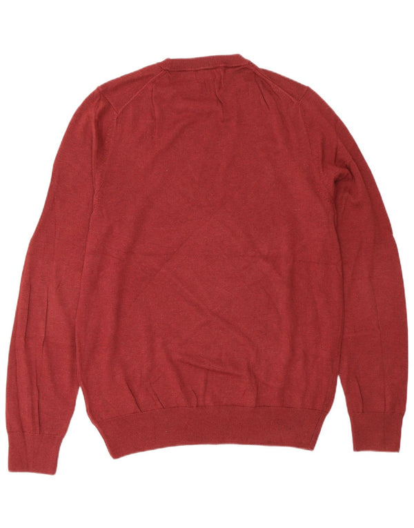 Marks & Spencer Mens Crew Neck Jumper Sweater Medium Maroon Cotton