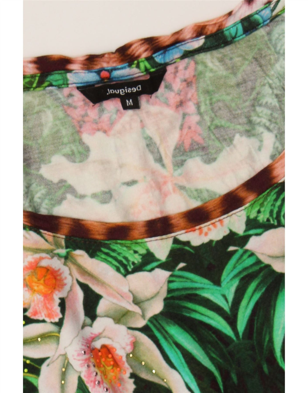 DESIGUAL Womens Graphic T-Shirt Top UK 14 Medium Multicoloured Vintage Desigual and Second-Hand Desigual from Messina Hembry 