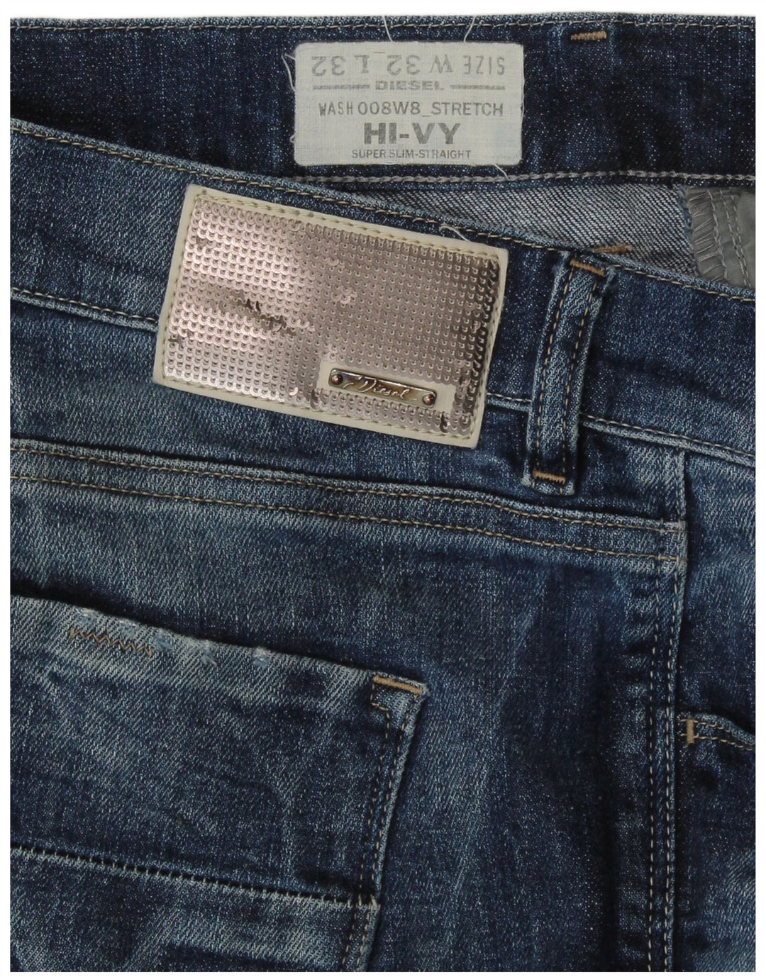 DIESEL Womens HI-VY Super Slim Straight Jeans W32 L29 Blue