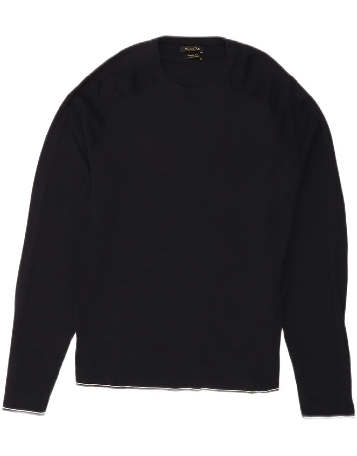 MASSIMO DUTTI Womens Crew Neck Jumper Sweater UK 12 Medium Navy Blue