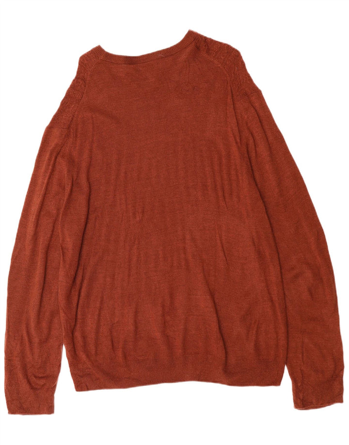 DOCKERS Mens Boat Neck Jumper Sweater XL Brown Acrylic