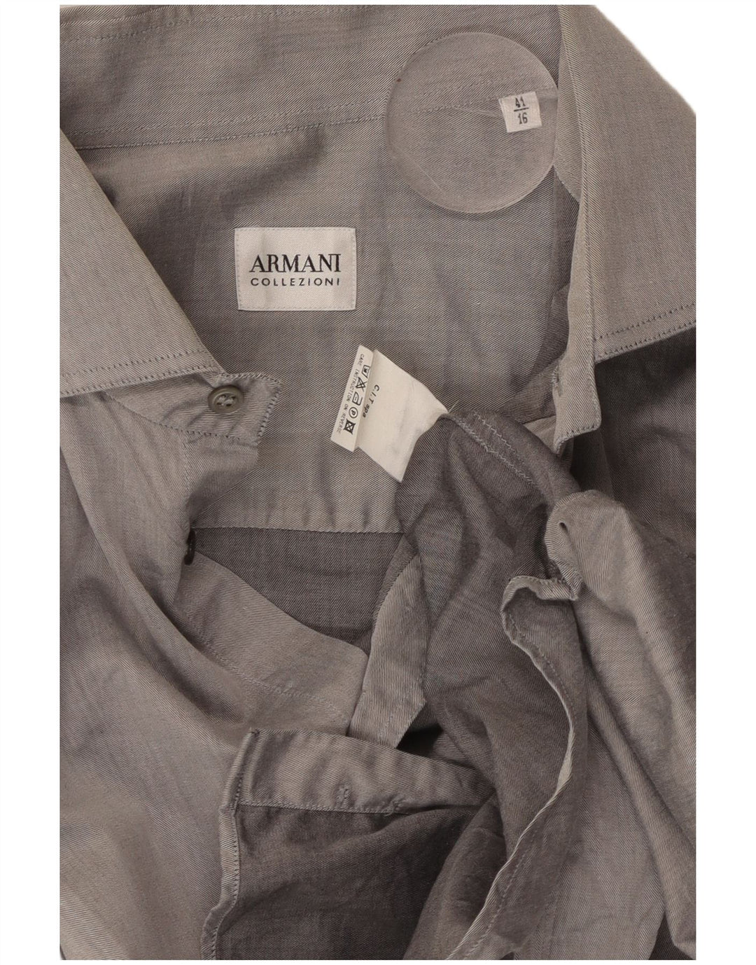 ARMANI Mens Formal Shirt Size 41 16 Large Grey Cotton