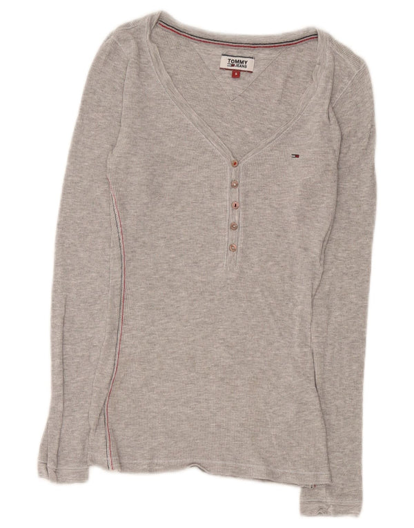 Tommy Hilfiger Womens Top Long Sleeve UK 8 Small Grey Viscose
