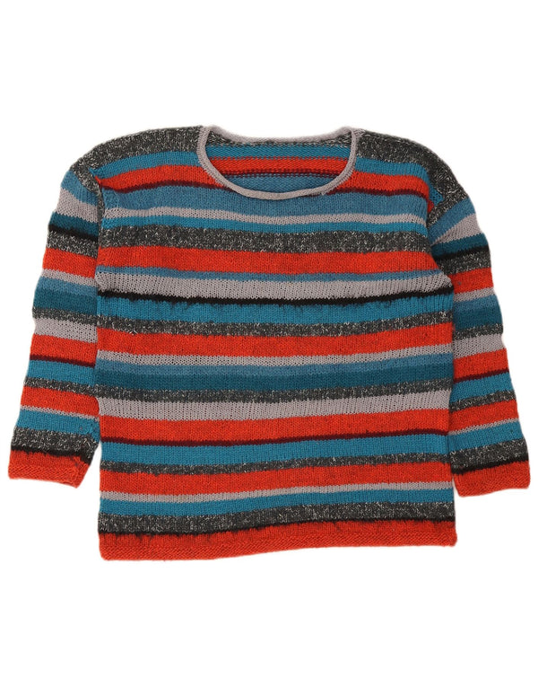 Vintage Womens Boat Neck Jumper Sweater UK 14 Medium Multicoloured Striped