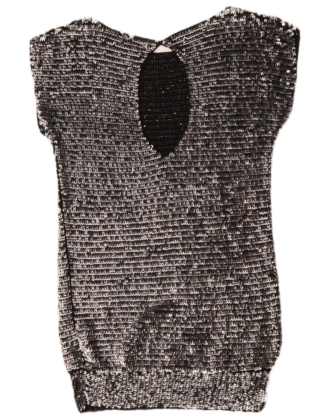 Mangano Womens Sequin Bodycon Dress UK 14 Medium Silver Wool
